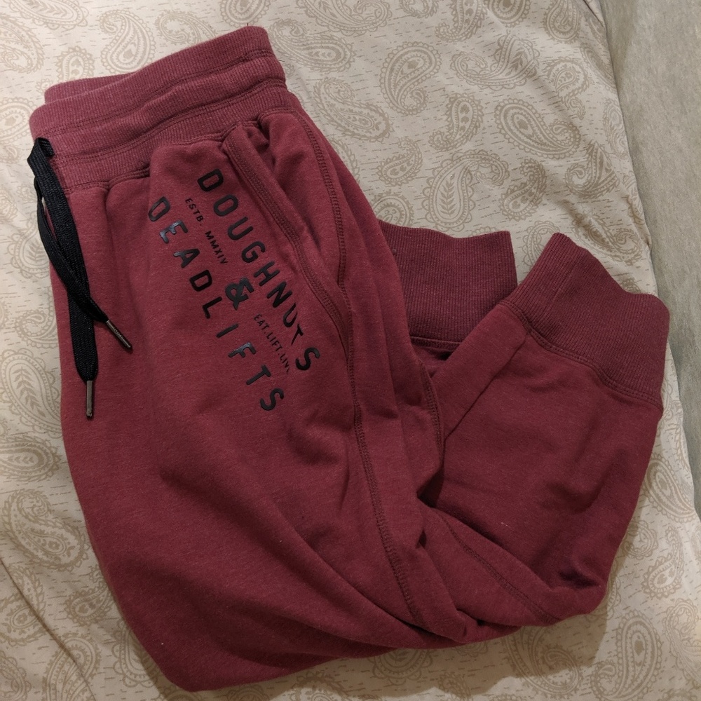 Doughnuts and Deadlifts Maroon Joggers